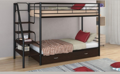 Двухъярусная кровать Толедо-Я 90, черный / Венге