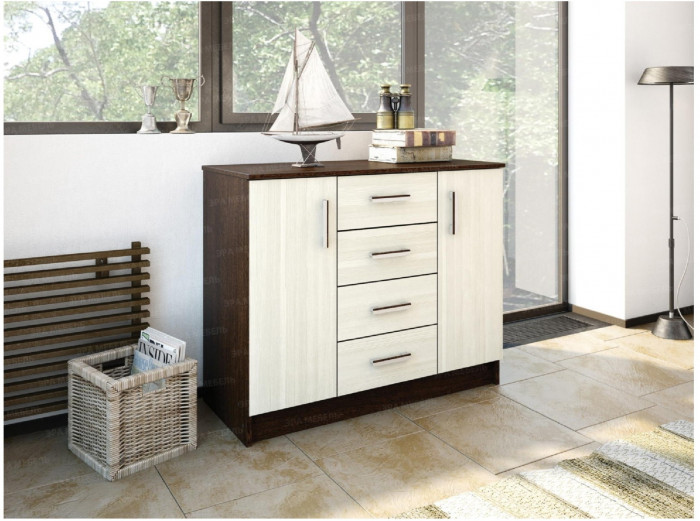 Комод К1000-2Д, Ясень шимо темный/светлый