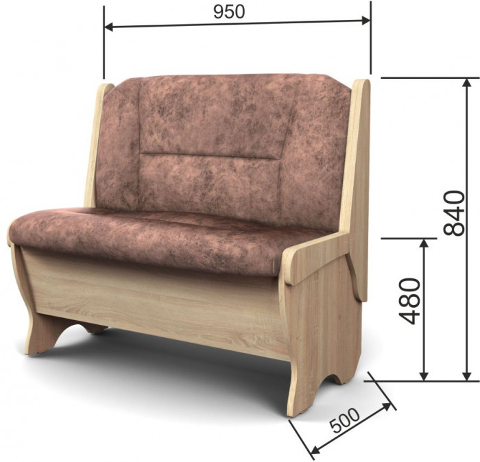 Скамья Лотос 950 дуб сонома/коньяк