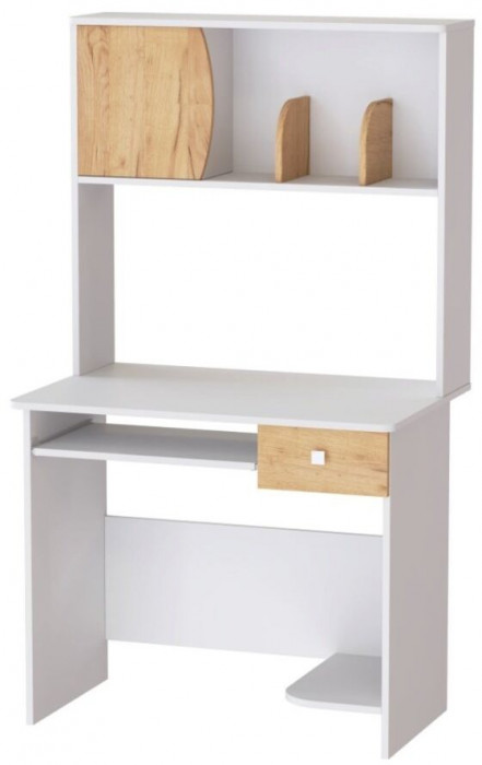 Компьютерный стол Грета-4 белый/дуб крафт золотой