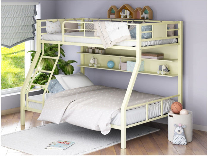 Двухъярусная кровать Гранада-1П (Коричневый, Крем)