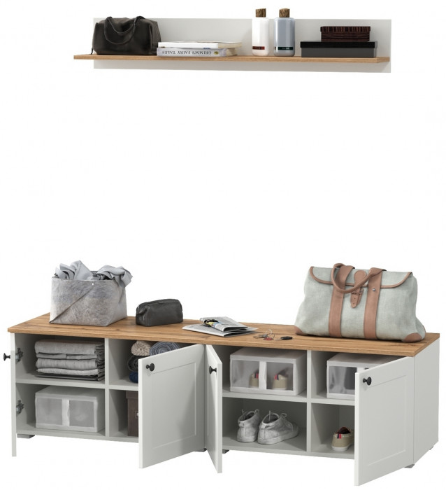 Остин Прихожая 64, белый шагрень/дуб крафт золотой