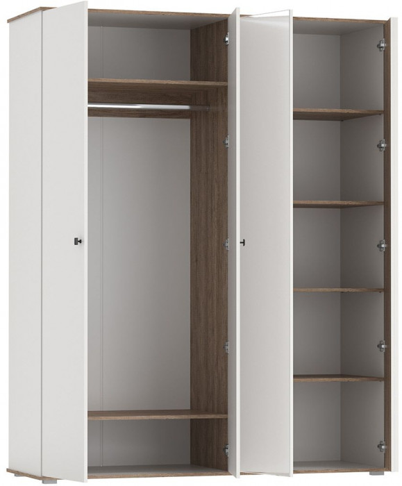 Шкаф для одежды 51.15 Либерти опора 4-х дв. h=20мм Белый / Дуб Каньон