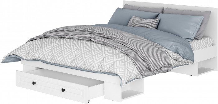 Кровать с проложками ДСП и ящиками Софт КР-16 (1,6), Белый