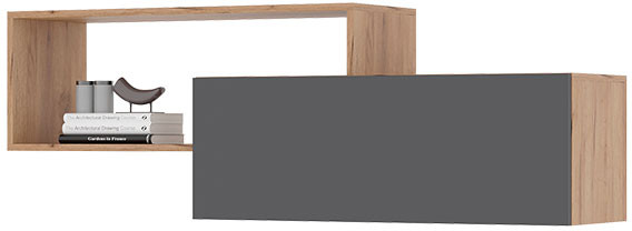 Хелен ПЛ 01 Полка (1,402х0,472х0,330) серый графит/дуб крафт золото