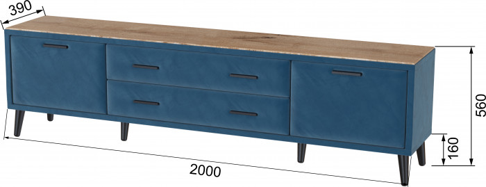 Тумба ТВ интерьерная 2,0 Пай атлантида/мдф дуб канадский