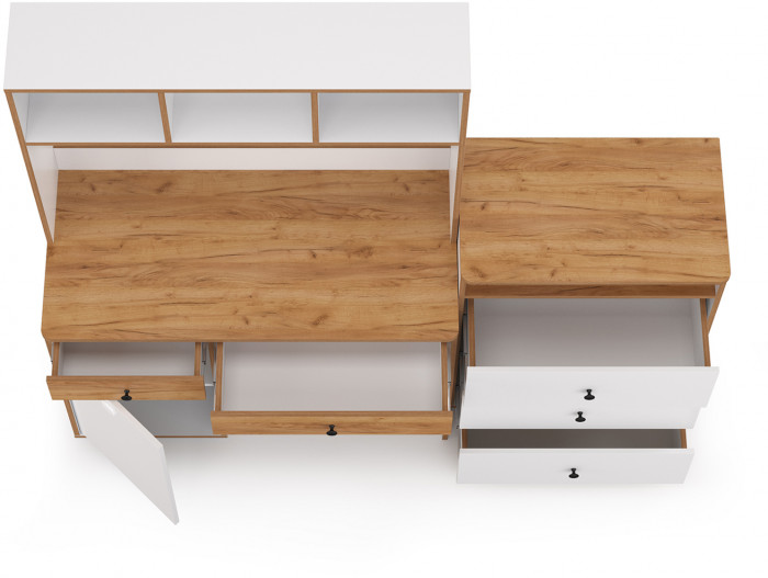 Вуди Компоновка № 49, цвет белый премиум/дуб крафт золотой, ШхГхВ 180х52,7х158,7 см., универсальная сборка