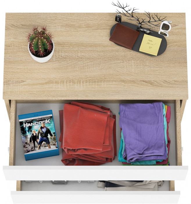 Мори Комод МК800.1, цвет дуб сонома/белый, ШхГхВ 80,4х41х73 см.