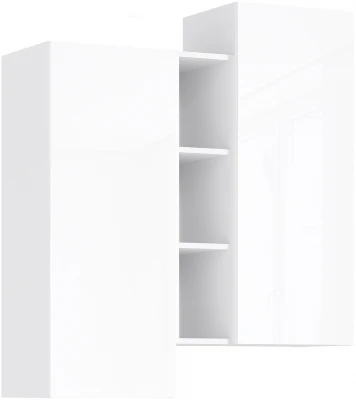 Норд Шкаф подвесной комбинированный, Белый/Белый глянец