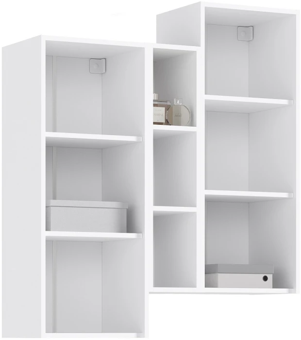 Норд Шкаф подвесной комбинированный, Белый/Белый глянец