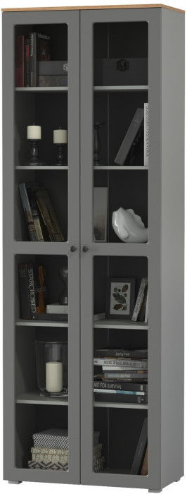 Остин 16.394.02 Шкаф-витрина, серый графит/дуб крафт золотой