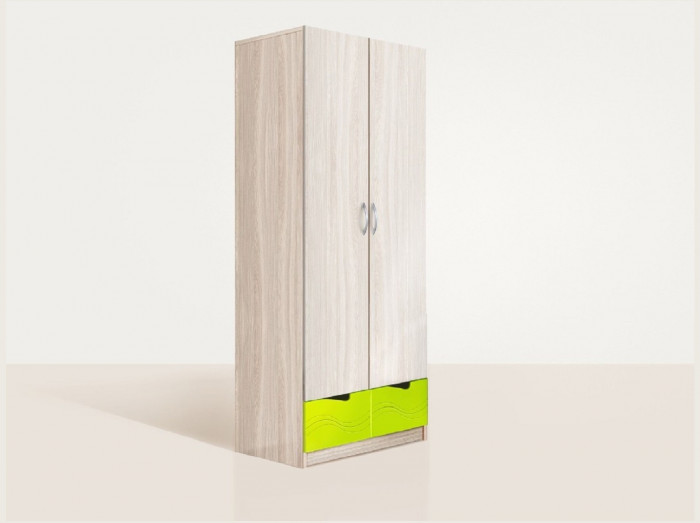 Бриз МДФ Шкаф 2 створчатый (Волна/Ясень шимо светлый/Шоколад)