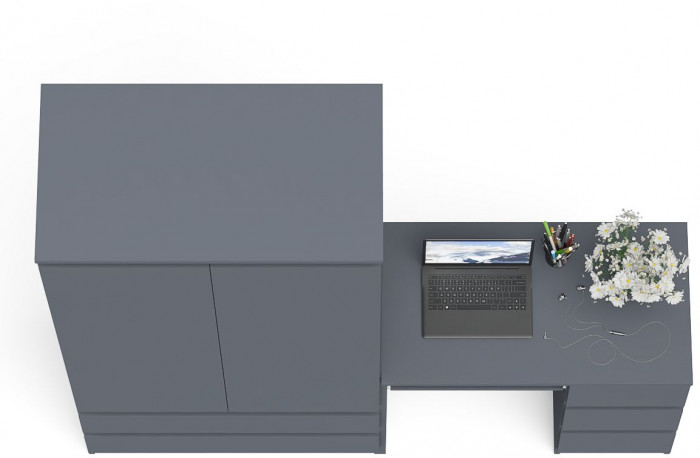 Мори Стол компьютерный МС-6 правый + Шкаф МШ900.1, цвет графит, ШхГхВ 180,4х50,4х179,6 см., выдвижные ящики справа, НЕ универсальная сборка