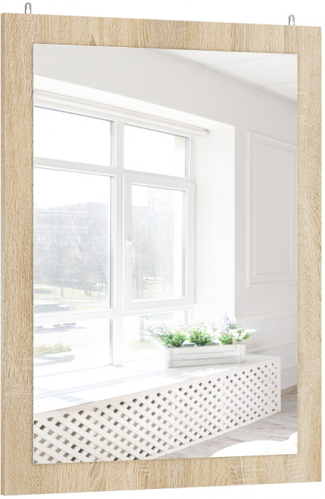 Камелия Зеркало, цвет дуб сонома, ШхГхВ 80х2х60 см., можно вешать за подвесы горизонтально или вертикально