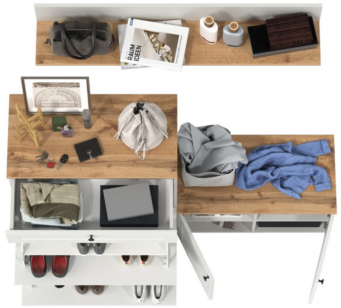 Остин Прихожая 65, белый шагрень/дуб крафт золотой