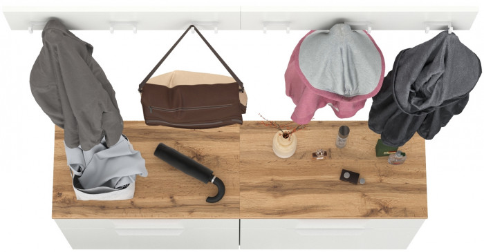 Октава Прихожая 05, белый шагрень/дуб крафт золотой/фасады МДФ белый шагрень