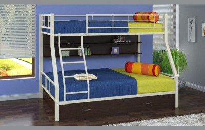 Двухъярусная кровать Гранада-1ПЯ, серый / Венге (Белый, Коричневый)