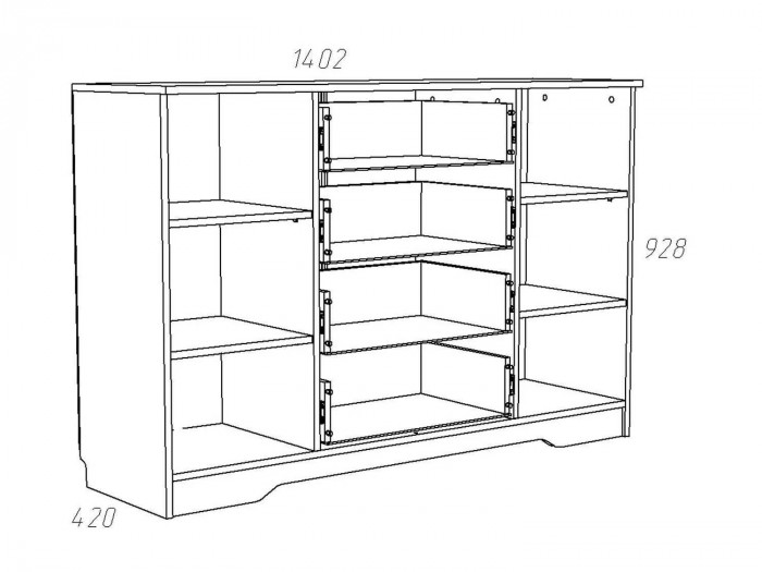 НМ 040.35 Комод Оливия Дуб Сонома/белое дерево