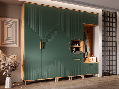 Модульная прихожая Ирис, Крафт золотой/Браш мени грин