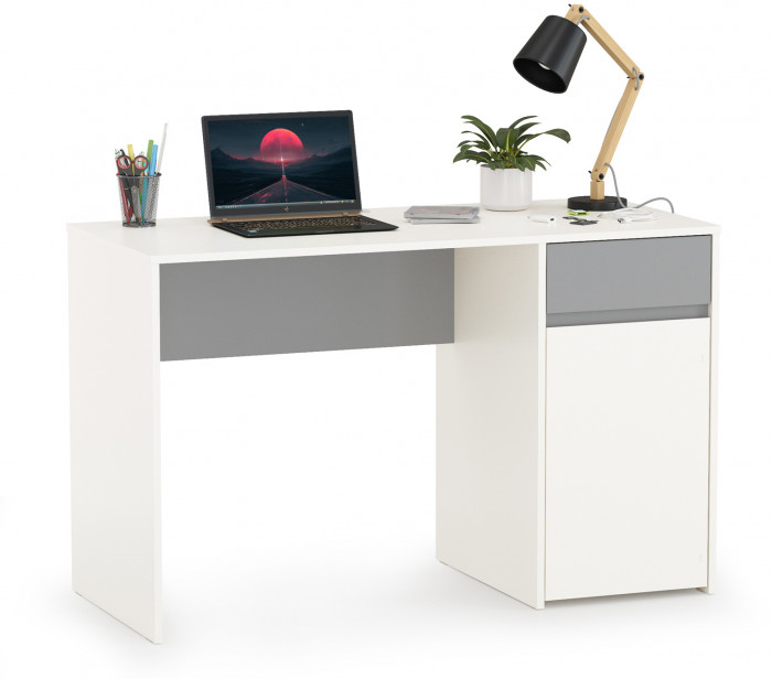 Торонто 12.149 Стол, белый шагрень/стальной серый