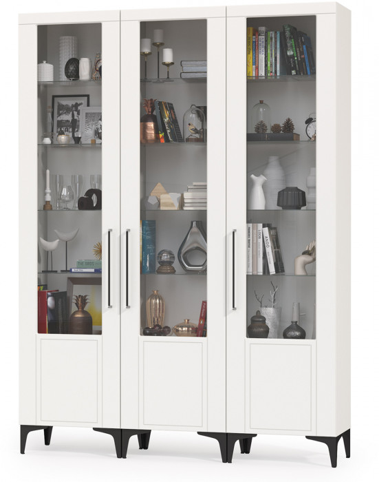 Валенсия Гостиная № 130, ЛДСП белый шагрень/МДФ белый шагрень