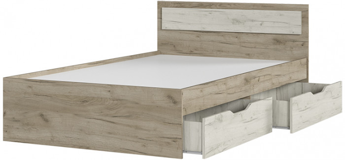 ГАРМОНИЯ КР 606 кровать с ящиками (1,252х0,78х2,032) дуб крафт белый/дуб крафт серый