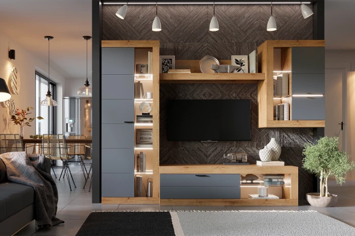 Прага Модульная Гостиная, вариант №5, вотан/Графит