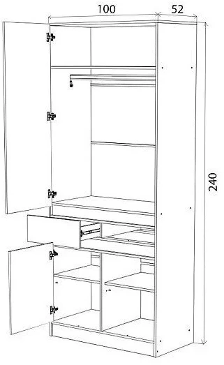 Шкаф 2-х створчатый Артек, Белый глянец/Дуб крафт золотой