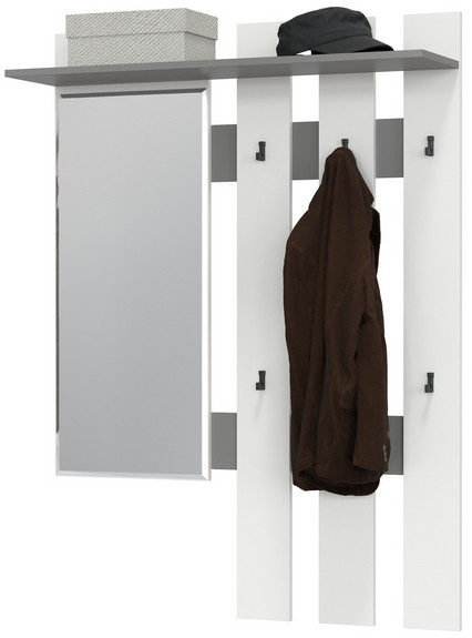 Лира ГК 2-3814граф/бел Вешалка с зеркалом, цвет графит/белый, ШхГхВ 100х28х135 см., универсальная сборка