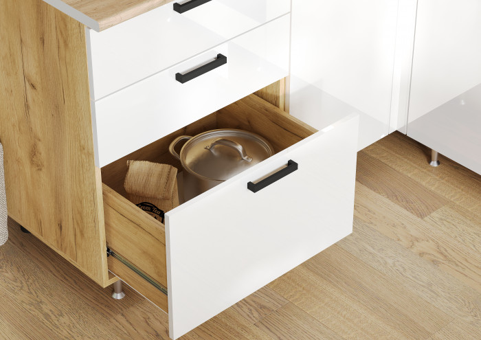 Кухня Рио NEW ЛДСП 1,6х2,0/900м (490), Компановка №2, Крафт/Белый глянец