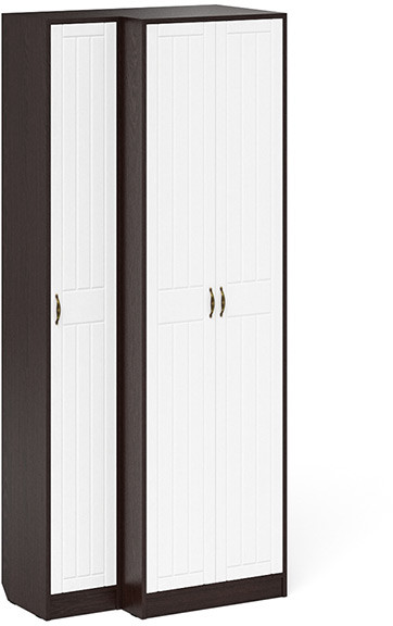 Прихожая П-6 Шкаф + Пенал, венге/фасады МДФ белое дерево фрезеровка прованс