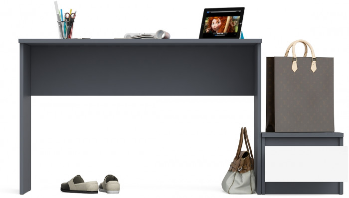 Мори Стол письменный МСП1200.1 + Тумба ТМП400.1, цвет графит/белый, ШхГхВ 160,8х50х76,6 см., универсальная сборка