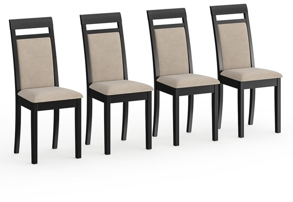 Четыре стула Мебель--24 Гольф-12 разборных, цвет венге, обивка ткань велюр капучино 25, ШхГхВ 40х40х100 см., от пола до верха сид. 47 см.(мягк спинка)