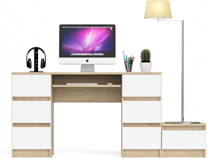 Мори Стол компьютерный МС-2 + Тумба ТМП400.1, цвет дуб сонома/белый, ШхГхВ 175,8х50х76,6 см., универсальная сборка