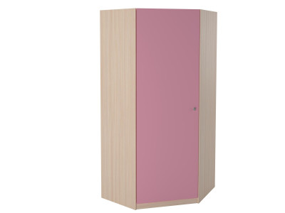 Шкаф угловой Дуб молочный/Розовый