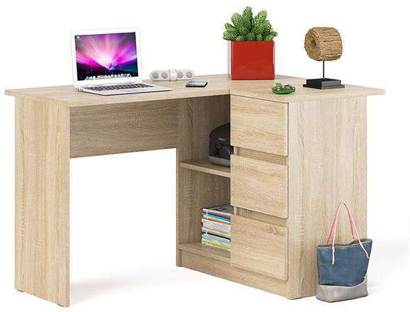 Мори компьютерный стол МС-16 правый, дуб сонома