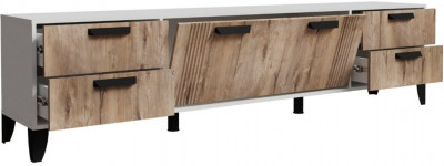 Тумба ТВ Парус-12 с опорами Белый/Дуб Канадский