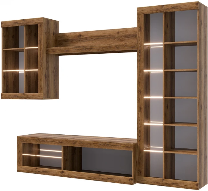 Прага Модульная Гостиная, вариант №5, делано/Черный глянец