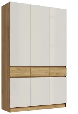 Шкаф 3-х створчатый Артек, Белый глянец/Дуб крафт золотой