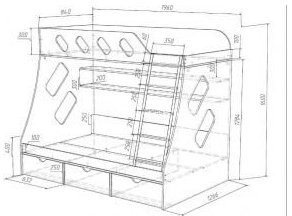 Дельта-20.01 Детская двухъярусная кровать с лестницей (Желтый, Дуб молочный)