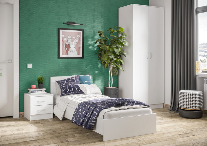 Кровать 80х200 с основанием ЛДСП Ронда КР-080, белый