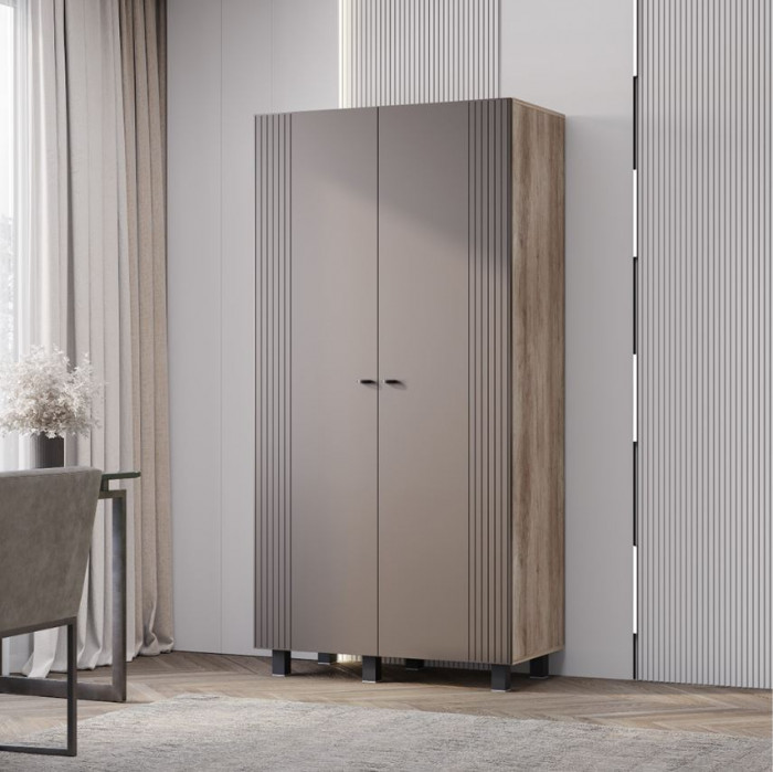 "Олива" ШК-03 Шкаф 2-х створчатый Дуб каньон/МФ14 Муссон софт