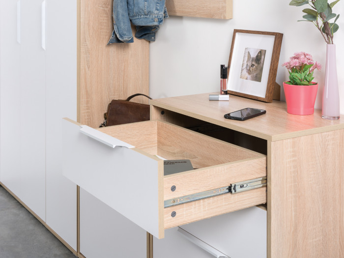 Куба Прихожая 9, цвет дуб сонома/белый премиум, ШхГхВ 287,8х107,3х210,6 см., универсальная сборка