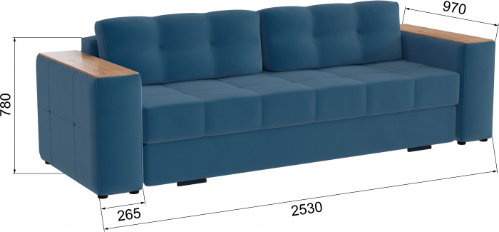 Диван раскладной Виконт, атлантида/мдф дуб канадский