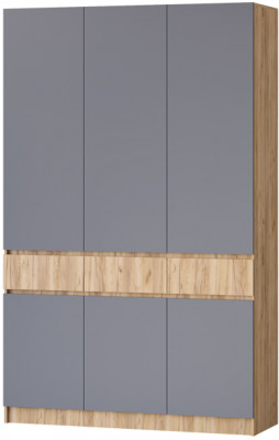 Шкаф 3-х створчатый Артек, Графит/Дуб крафт золотой