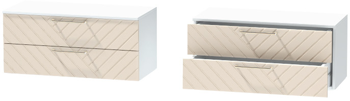 Тумба-5 прикроватная подвесная "Иннэс-7", Белый/Тирамису матовый