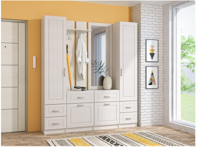 Модульная Прихожая Иннэс 6 МДФ (Сандал белый)