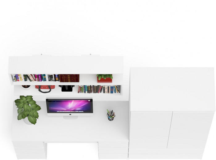 Мори компьютерный стол МС-2 + Шкаф МШ900.1 + Полка 1200, белый