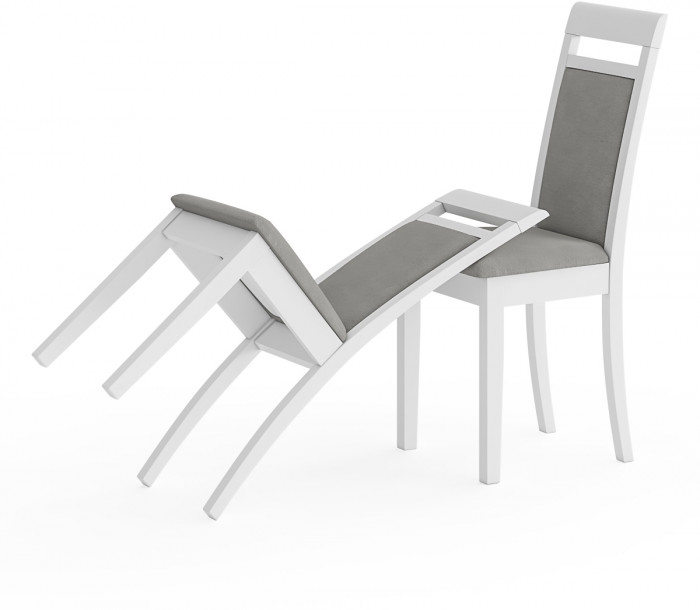 Два стула Мебель--24 Гольф-12 разборных, цвет белый, обивка ткань велюр серый 63, ШхГхВ 40х40х100 см., от пола до верха сиденья 47 см.(мягкая спинка)