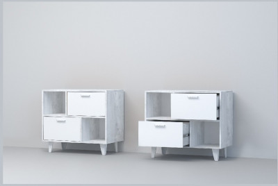 Эго Тумба Т-1 НГ (Глянец Белый/Бетон Светлый)